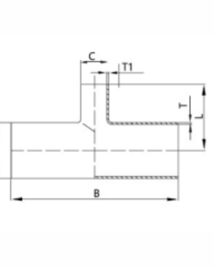 S7RW Reducing tee without straight-end