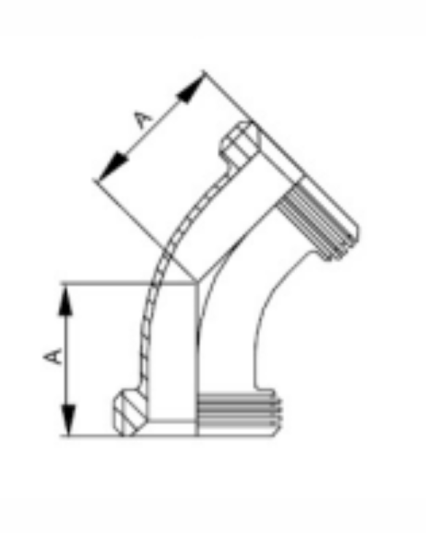 2K Thread X Thread Bevel Seat 45 Degree Elbow