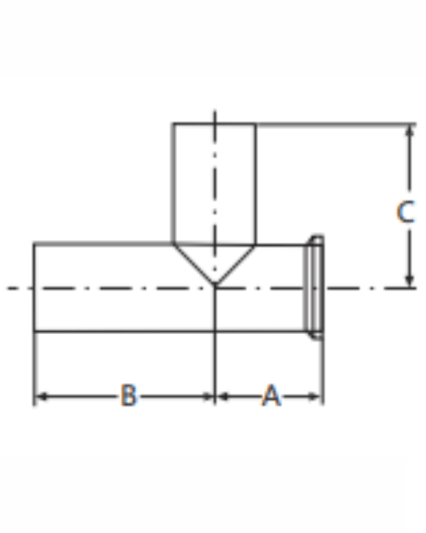 DT-25 Short Outlet Run Weld/Clamp Tee